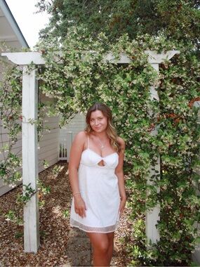 For Love & Lemons White Glitter Slip Dress
